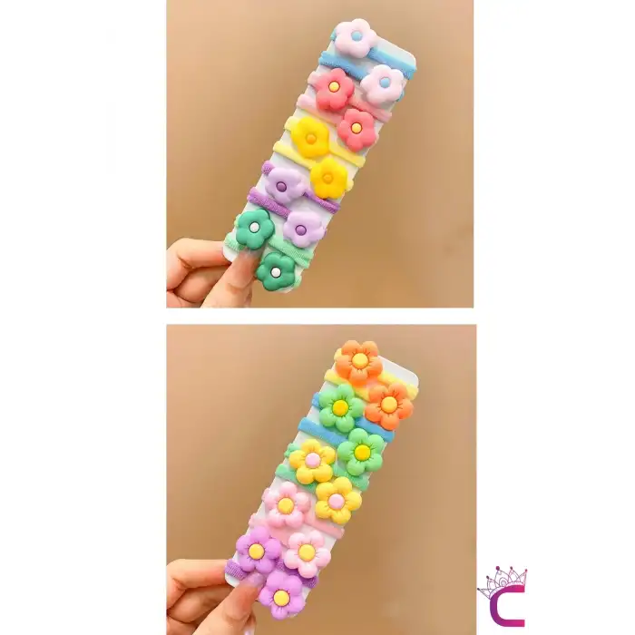 20li Çantalı Yumuşak Acıtmaz Kız Bebek Havlu Lastik Toka Seti - Renkli Çocuk Lastikli Saç Tokası