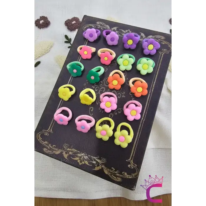 20li Çantalı Yumuşak Acıtmaz Kız Bebek Havlu Lastik Toka Seti - Renkli Çocuk Lastikli Saç Tokası