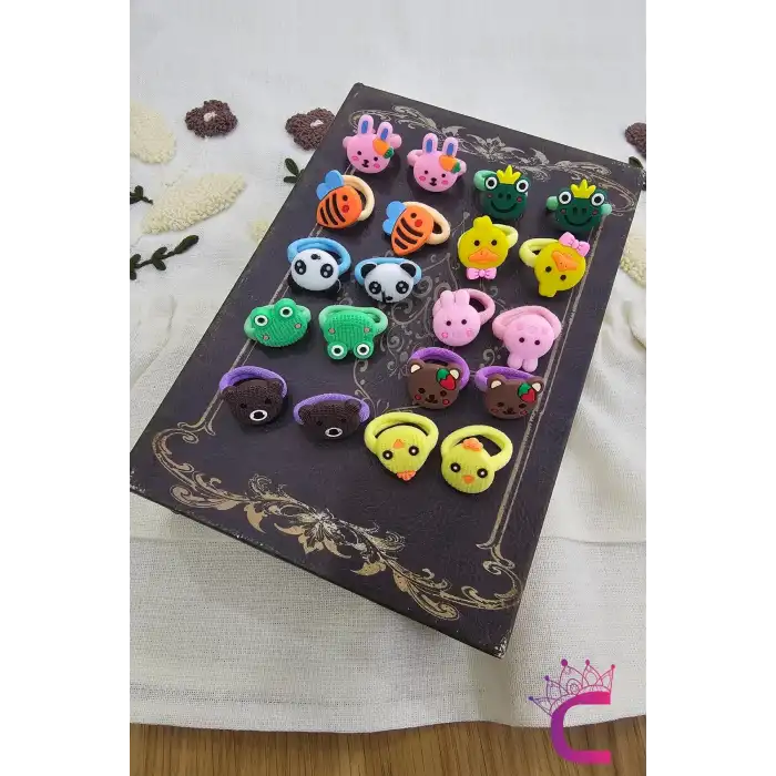 20li Çantalı Yumuşak Acıtmaz Kız Bebek Havlu Lastik Toka Seti - Renkli Çocuk Lastikli Saç Tokası