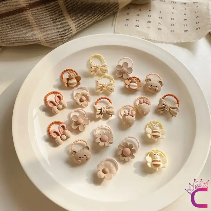 20li Özel Tasarım Hediyelik Soft Kız Bebek Lastik Toka Seti - Dayanıklı Çocuk Lastikli Saç Tokası