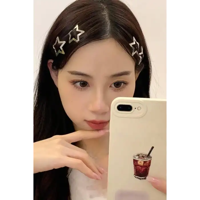 20li Yıldız Çıt Çıt Toka Gümüş Renk - Y2k Star Yıldız Toka Çıtçıtlı - Yıldızlı Çıtçıt Toka