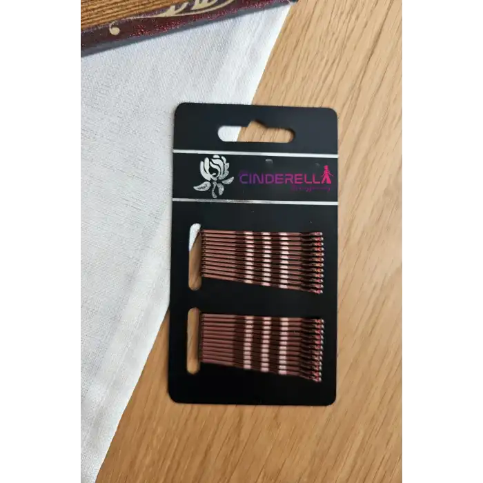 24lü Bakır Renk Tel Toka 5cm - Yumuşak Uçlu Acıtmaz Renkli Kadın Tel Saç Tokası