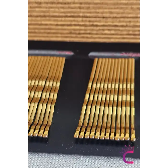 24lü Gold Sarı Renk Tel Toka 5cm - Yumuşak Uçlu Acıtmaz Renkli Kadın Tel Saç Tokası