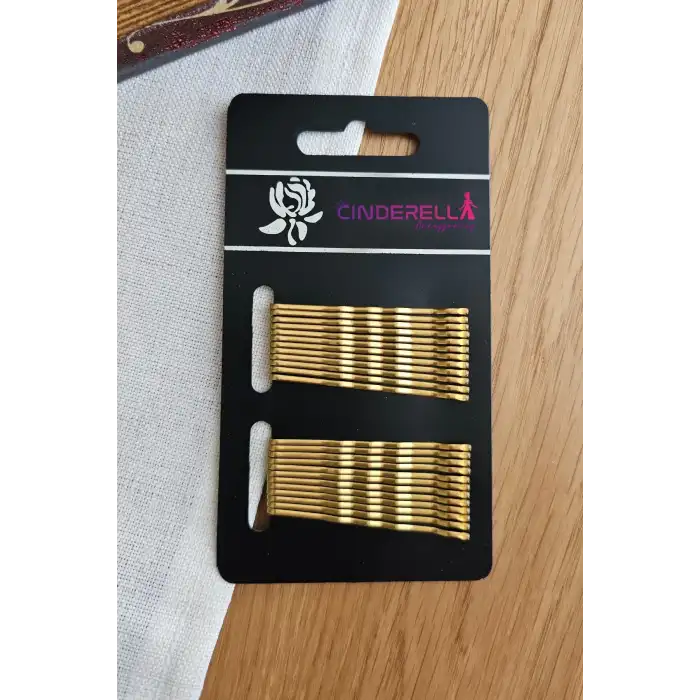 24lü Gold Sarı Renk Tel Toka 5cm - Yumuşak Uçlu Acıtmaz Renkli Kadın Tel Saç Tokası