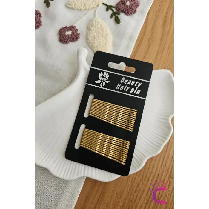 24lü Gold Sarı Renk Tel Toka 5cm - Yumuşak Uçlu Acıtmaz Renkli Kadın Tel Saç Tokası