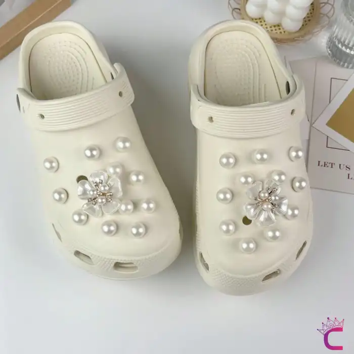 24lü Incili Taşlı Çiçekli Terlik Süsü Seti Jibbitz - Cross Terlik Süsleri Crocks Charm Aksesuar