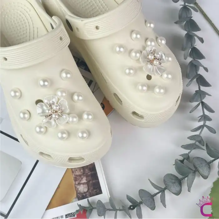 24lü Incili Taşlı Çiçekli Terlik Süsü Seti Jibbitz - Cross Terlik Süsleri Crocks Charm Aksesuar