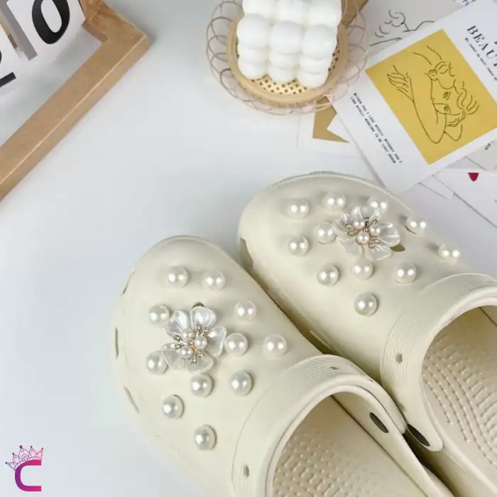 24lü Incili Taşlı Çiçekli Terlik Süsü Seti Jibbitz - Cross Terlik Süsleri Crocks Charm Aksesuar