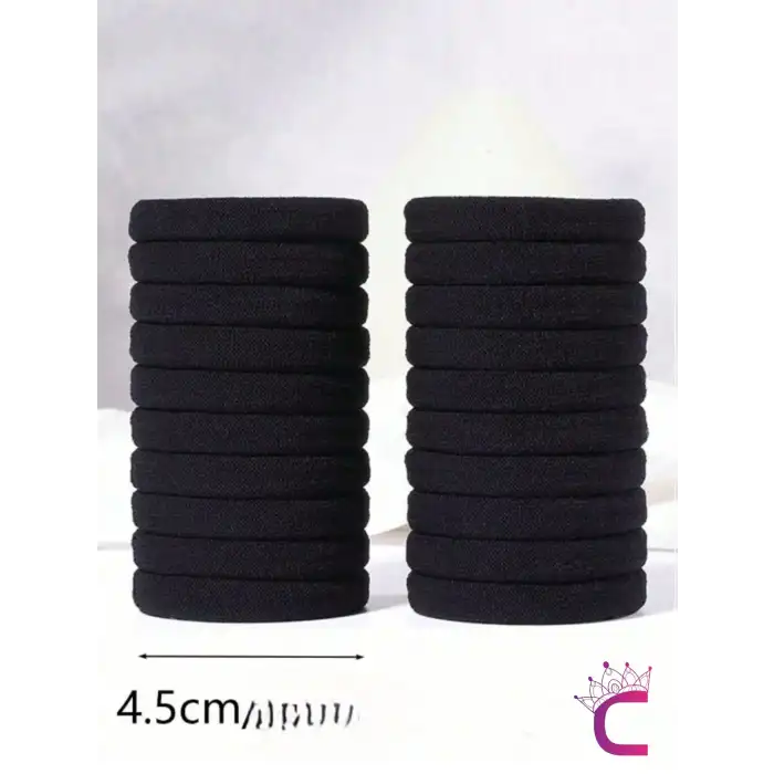 25li Günlük Kullanım Dayanıklı Kadın Siyah Lastik Toka Seti 4.5cm - Yumuşak Lastikli Saç Tokası
