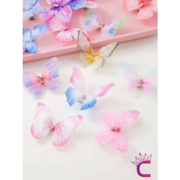 260 Parça Hediyelik Kutulu Kız Çocuk Toka Seti Doğum Günü Hediyesi Kelebekli Lastik Bebek Saç Tokası