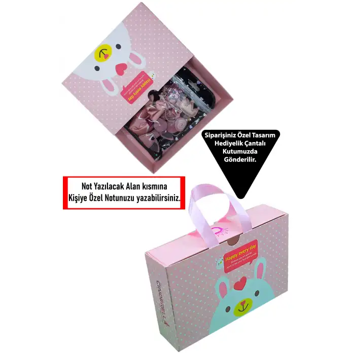 260 Parça Hediyelik Kutulu Kız Çocuk Toka Seti Doğum Günü Hediyesi Kelebekli Lastik Bebek Saç Tokası