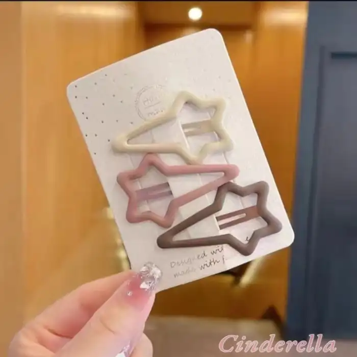 3lü Büyük Mat Soft Renkli Kayan Yıldız ÇıtÇıt Toka Seti 5.2cm - Yıldızlı Çıtçıt Çocuk Tokası