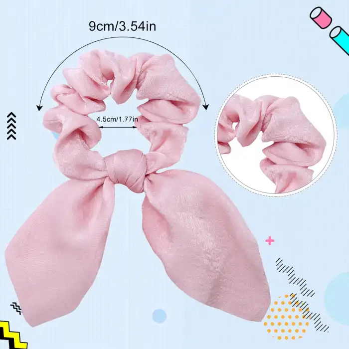 3lü Fular Scrunchie Fularlı Saç Lastiği - Kadın Fularlı Simit Toka Lastikli Saç Tokası Renk-2