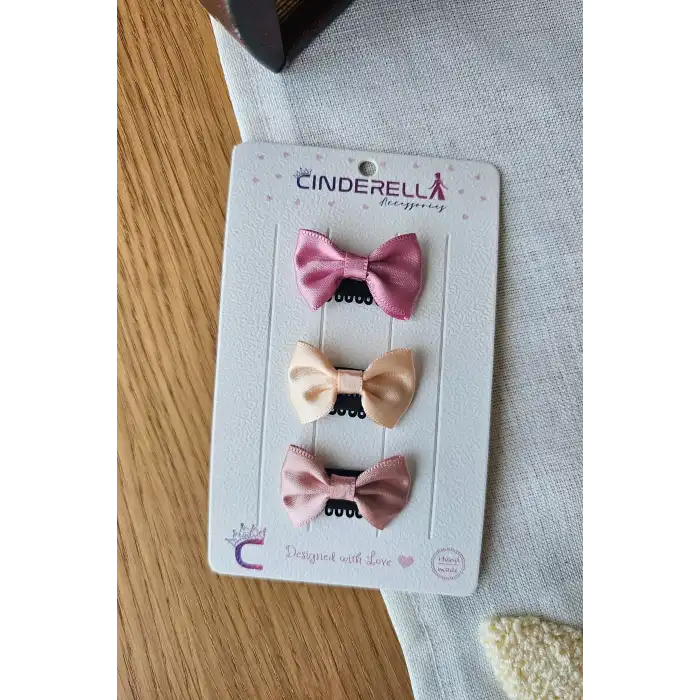 3lü Kurdeleli Fiyonklu Saçsız Bebek Tokası - Az Saçlı Kız Bebek Toka Seti Çıtçıtlı Yenidoğan Tokası