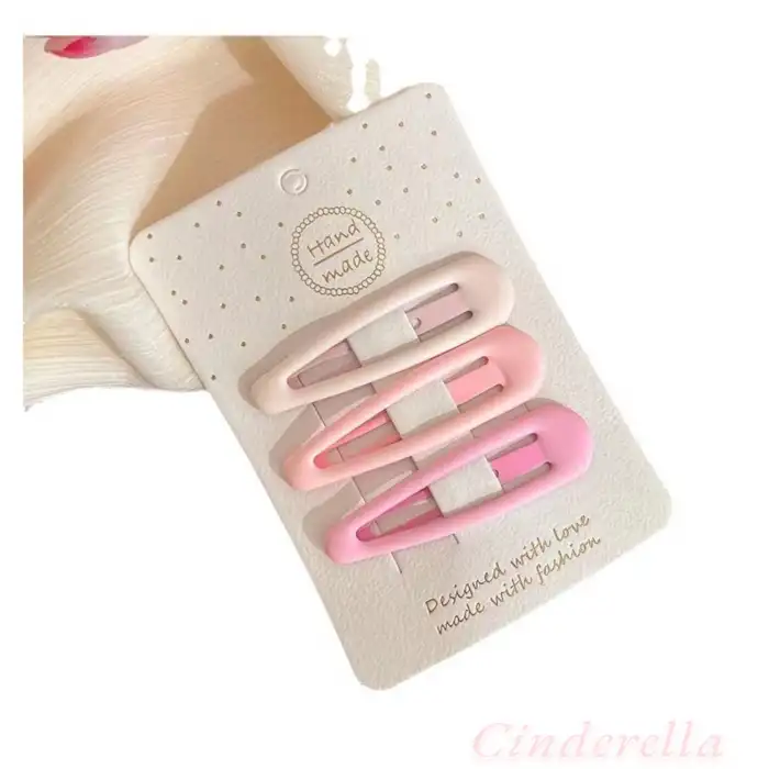 3lü Mat Soft Pembe Tonlu Klasik Model Çıtçıt Toka Seti 6 cm - Kız Çocuk Çıtçıtlı Yan Saç Tokası