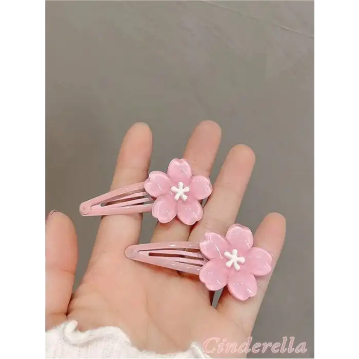 3lü Tatlı Sarı Kiraz Çiçeği Çıtçıt Kız Çocuk Toka Seti 5cm - Yumuşak Çıtçıtlı Yan Saç Tokası