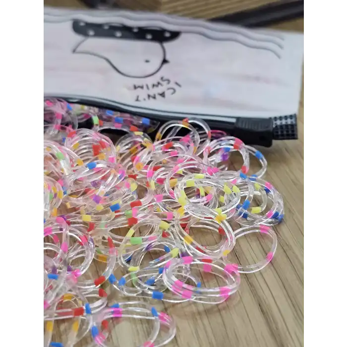 300lü Çantalı Dayanıklı Perma Lastik Toka Seti - Çocuk Bebek Şeffaf Neon Renkli Saç Örgü Lastiği