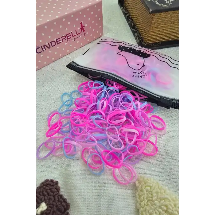 300lü Çantalı Kalın Dayanıklı Küçük Kız Çocuk Lastik Toka Seti - Soft Renkli Bebek Saç Örgü Lastiği