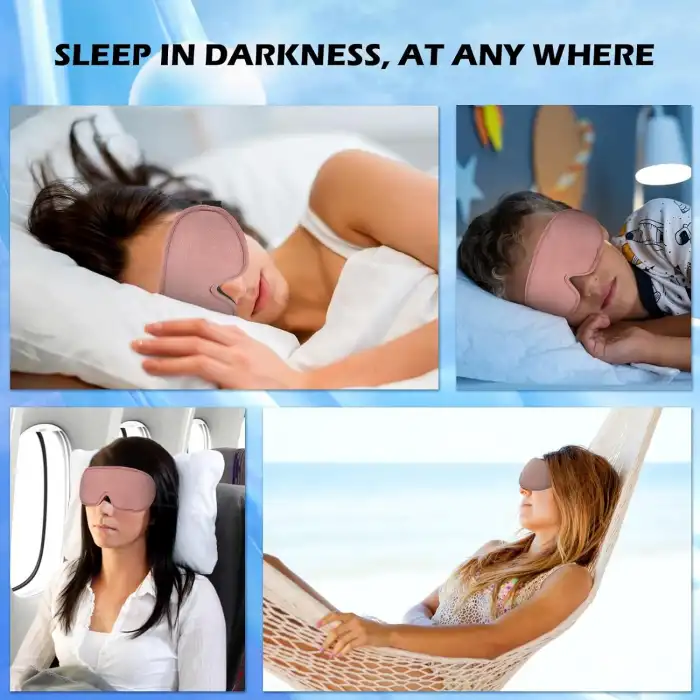 3D Face Design %100 Işık Geçirmez Uyku Maskesi Göz Bandı Pembe - Ayarlı Sıkmaz Yumuşak Baş Kayışı