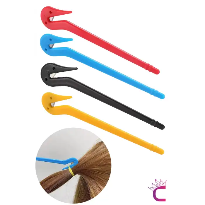 4lü Acıtmayan Lastik Toka Kesme Aparatı Kırmızı Siyah Sarı Mavi Renkli - Saç Örgü Lastiği Kesici