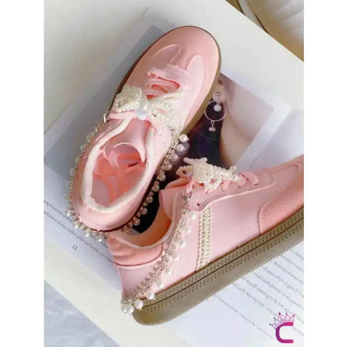 4lü Fiyonk İncili Zincirli Çıkarılabilir Ayakkabı Bağcık Tokası Klipsi Süsü - Kız Arkadaş Hediyesi