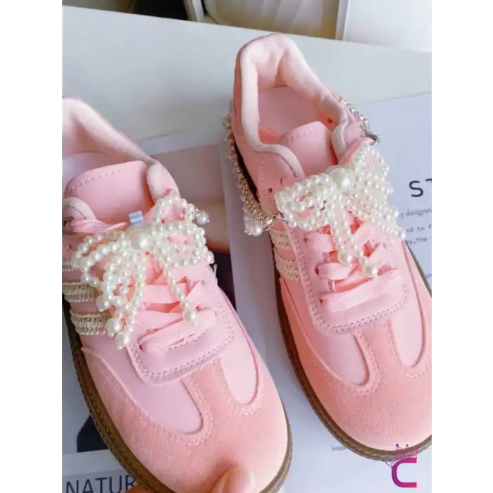 4lü Fiyonk İncili Zincirli Çıkarılabilir Ayakkabı Bağcık Tokası Klipsi Süsü - Kız Arkadaş Hediyesi