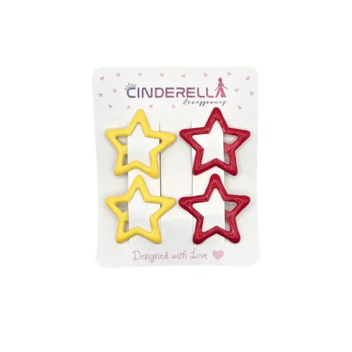 4lü Gs Sarı Kırmızı Taraftar Tokası 3.2cm Metal - Yıldızlı Çıtçıt Saç Tokası Çıt Çıt Çocuk Toka