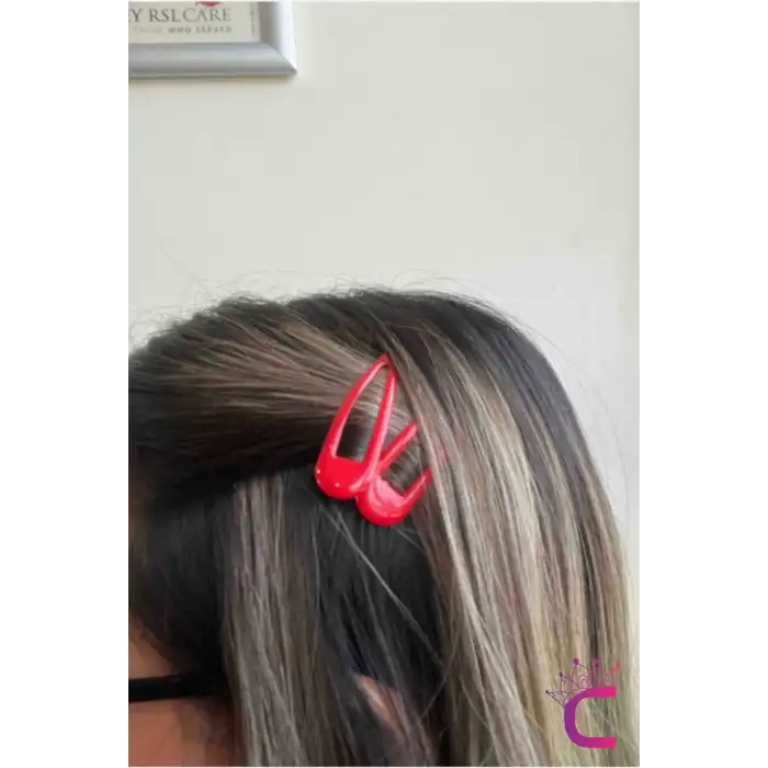 4lü Model Çıt Çıt Toka Seti Kırmızı 5 cm - Günlük Kullanım Çıtçıt Toka Yan Saç Tokası