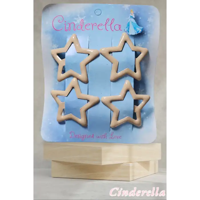 4lü Parlak Bej Renk Yıldız Çıt Çıt Toka Seti - Renkli Yıldızlı Çıtçıt Toka - Yıldız Çıtçıtlı Toka