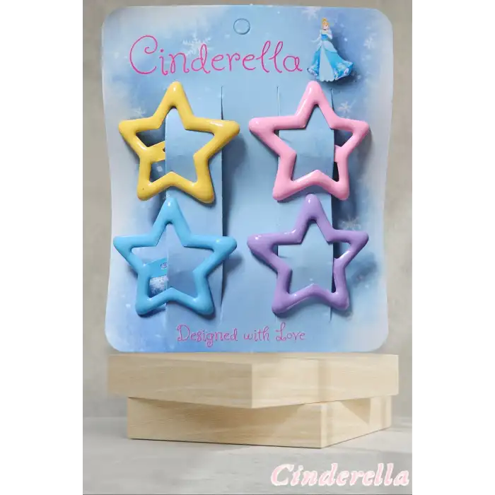 4lü Parlak Karışık-2 Renk Yıldız Çıt Çıt Toka Seti - Renkli Yıldızlı Çıtçıt Toka - Yıldız Çıtçıtlı Toka