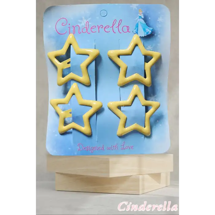 4lü Parlak Sarı Yıldız Çıt Çıt Toka Seti - Renkli Yıldızlı Çıtçıt Toka - Yıldız Çıtçıtlı Toka