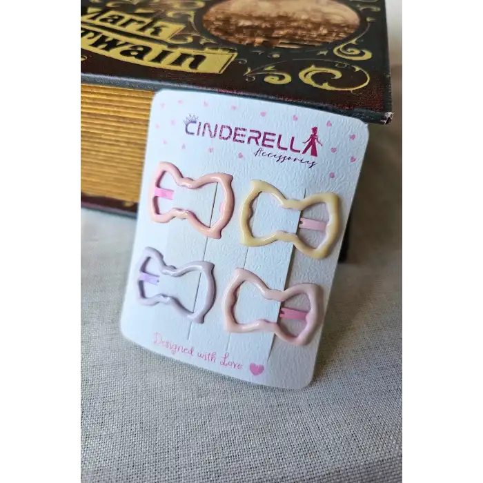 4lü Parlak Soft Renkli Kelebekli Çıtçıtlı Toka Seti 3.2cm - Kız Çocuk Bebek Çıt Çıt Yan Saç Tokası