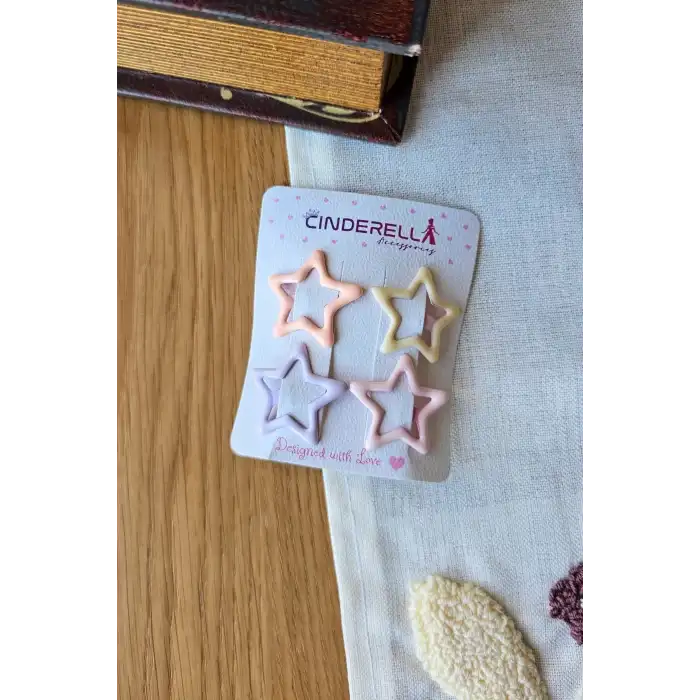 4lü Parlak Soft Renkli Yıldızlı Çıtçıtlı Toka Seti 3.2cm - Kız Çocuk Bebek Çıt Çıt Yan Saç Tokası