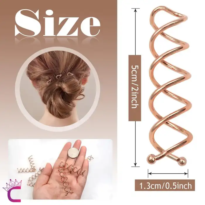 4lü Rose Gold Gizli Spin Topuz Tokası Metal - Kalın Gür Saç için Hızlı Kolay Topuz Yapma Aparatı