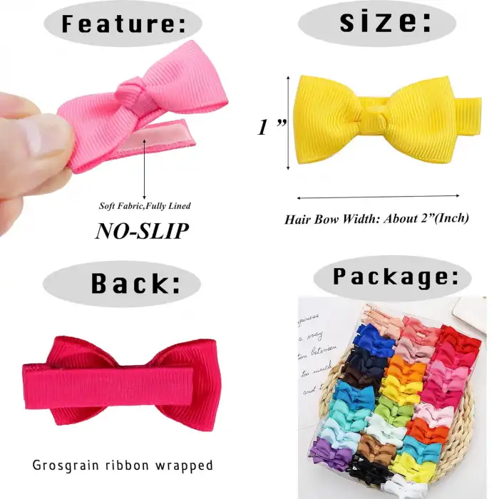 4lü Tamamen Astarlı Fiyonk Model Yumuşak Bebek Saç Tokası - Renkli Çocuk Pens Klips Toka Renk-1