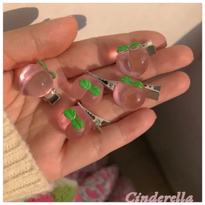 5li Çilek Figürlü Mini Pens Saç Çocuk Toka Seti - Kadın Saç Aksesuarı Süsü Süsleme Klips Toka