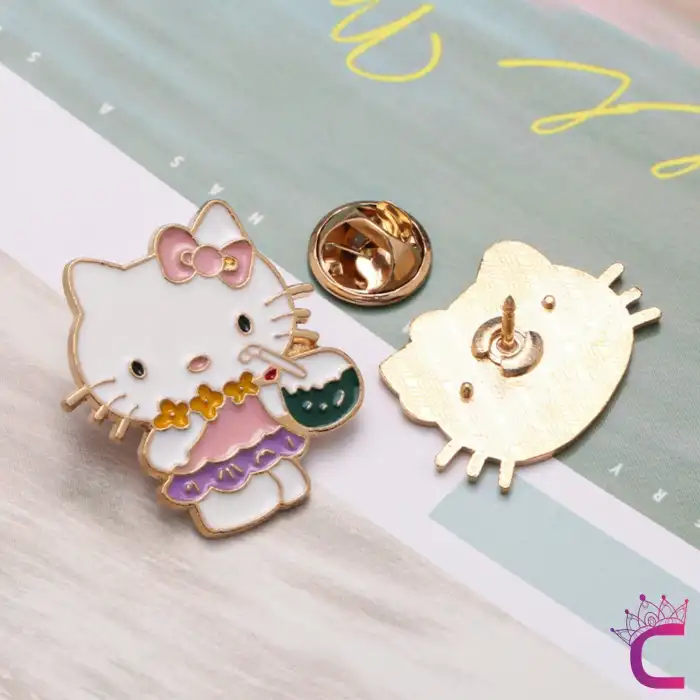 5li Hello Kitty Tasarım Rozet Pin Broş Seti - Hediyelik Çocuk Aksesuar Arkadaşa Çanta Yaka İğnesi