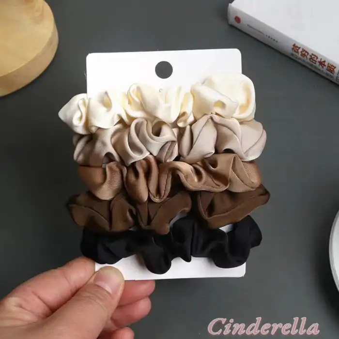 5li Paket Karışık Renkli Scrunchie Toka Seti - Günlük Kullanım Kız Simit Lastikli Toka