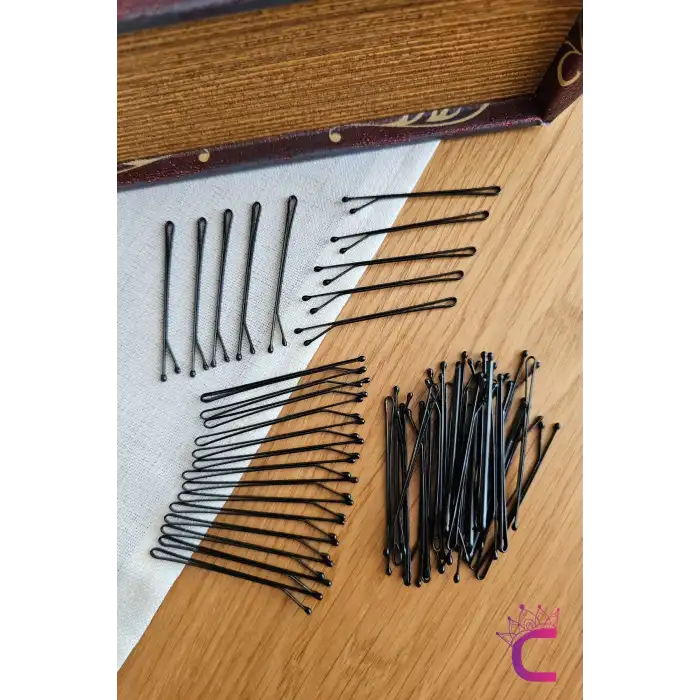 50li Dayanıklı Siyah Kalın Tel Toka 5.5 cm - Yumuşak Uçlu Acıtmaz Kadın Tel Saç Tokası