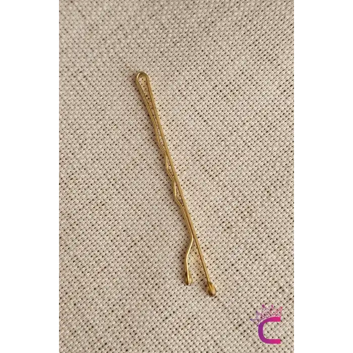 50li Gold Sarı Renk Tel Toka 5cm - Yumuşak Uçlu Acıtmaz Kadın Tel Saç Tokası