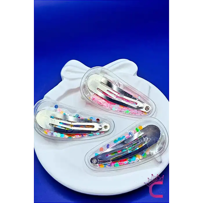 5li Renkli Kalp Dolgulu Çıtçıt Kız Çocuk Toka Seti - Unicorn Gökkuşağı Deniz Kızı Çıt Çıt Saç Tokası