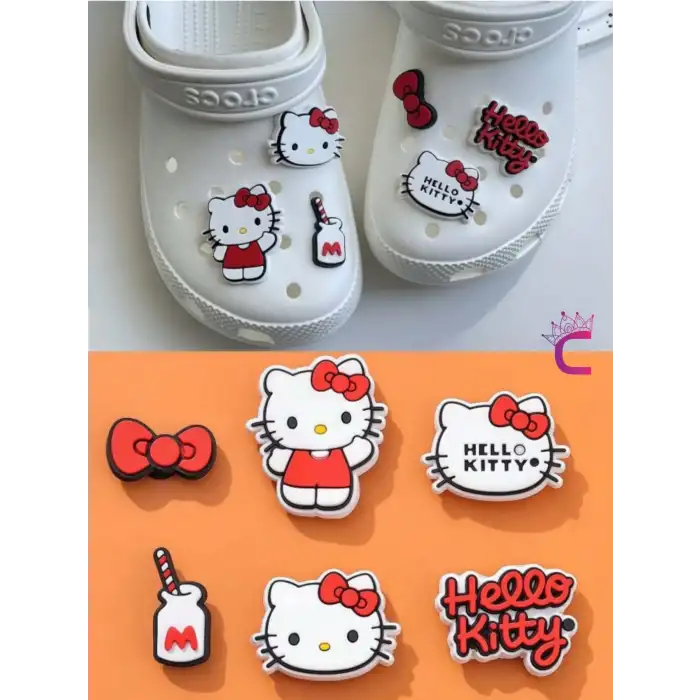 6lı Hello Kitty Çocuk Terlik Süsü Seti Jibbitz - Cross Charm Terlik Süsleri Crocks Aksesuar