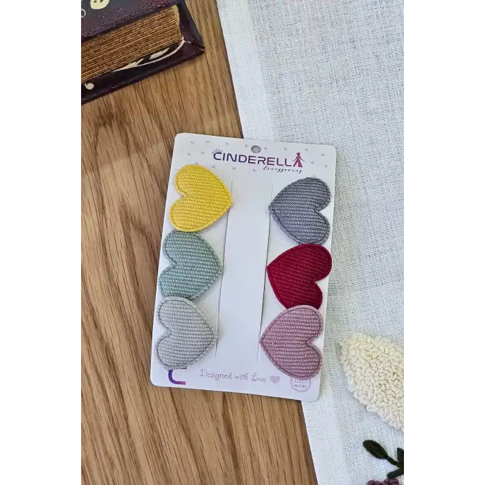 6lı Kalpli Saçsız Bebek Tokası 3.5 cm - Az Saçlı Kız Bebek Toka Seti Çıtçıtlı Yenidoğan Tokası