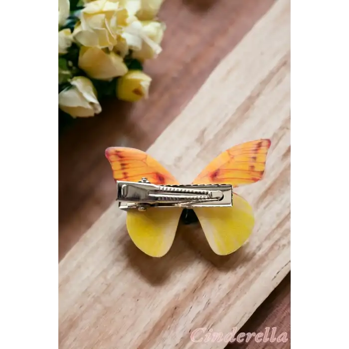 6lı Hareketli Kelebek Toka Seti Renkli Gerçekçi Kumaş - Zirkon Taşlı Kelebekli Toka Pens Saç Tokası