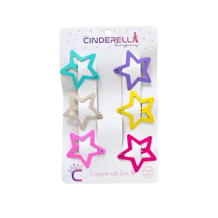 6lı Yıldız Çıtçıtlı Toka Pastel Renkli - Yıldız Çıt Çıt Toka Seti - Yıldızlı Çıtçıt Toka