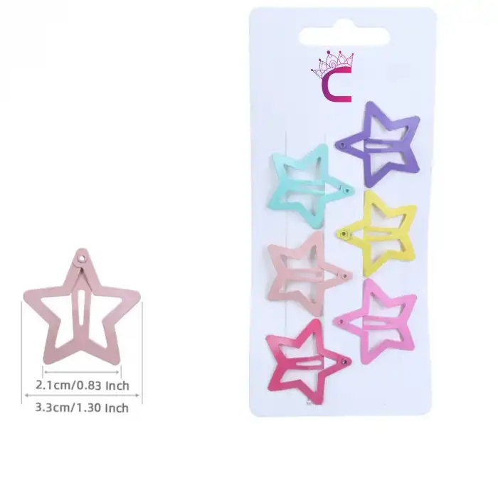 6lı Yıldız Çıtçıtlı Toka Pastel Renkli - Yıldız Çıt Çıt Toka Seti - Yıldızlı Çıtçıt Toka