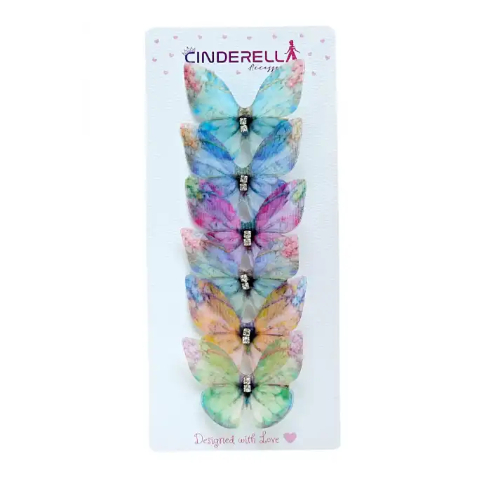 6lı Zarif Hareketli Kelebek Kız Çocuk Toka Seti Renkli - Küçük Kelebekli Toka Şık Taşlı Saç Tokası