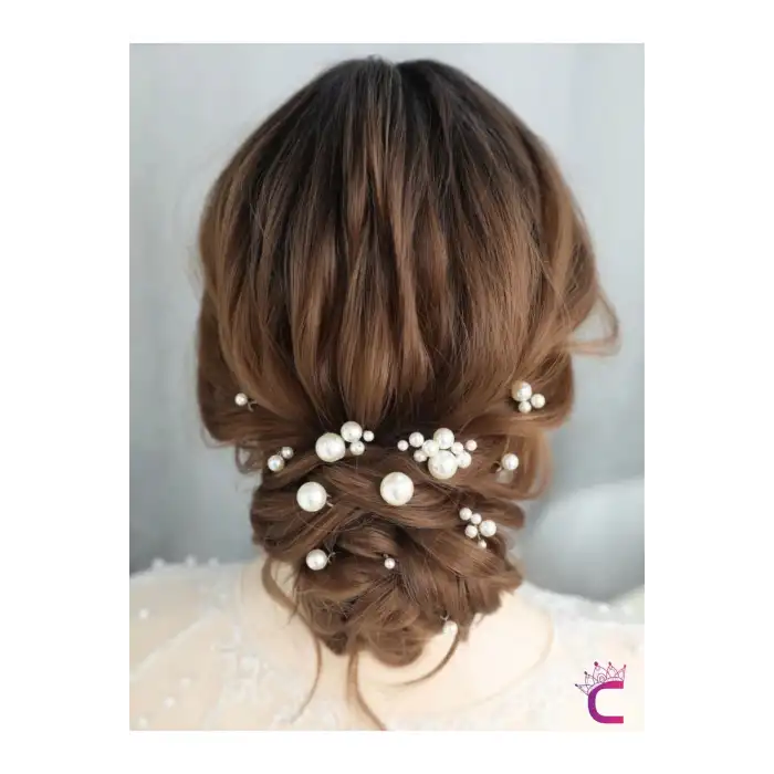 12li Nikah Tokası İncili Firkete Gelin Tacı - Düğün Nişan Kına Söz Doğum Günü Saç Topuz Aksesuarı