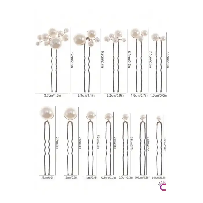 12li Nikah Tokası İncili Firkete Gelin Tacı - Düğün Nişan Kına Söz Doğum Günü Saç Topuz Aksesuarı