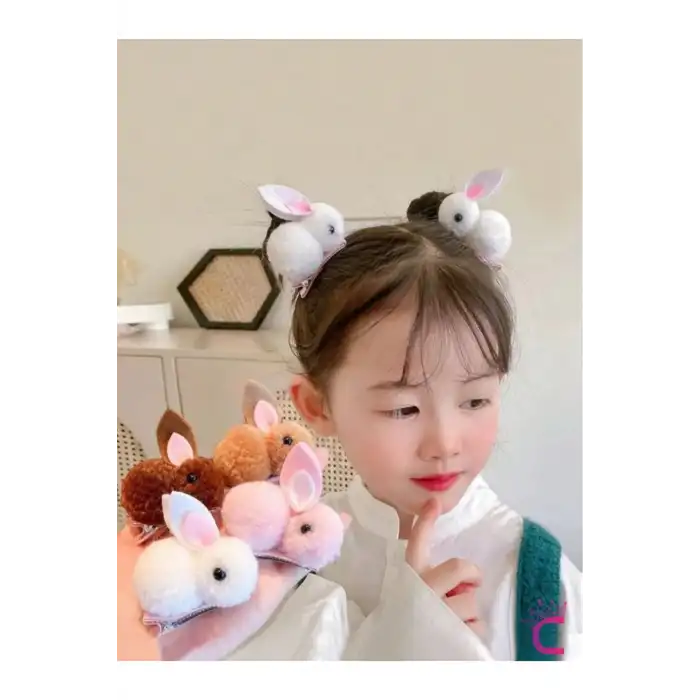 6lı Beyaz Pembe Bej Tavşanlı Yumuşak Astarlı Pens Toka Seti - Kız Bebek Çocuk Klipsli Saç Tokası